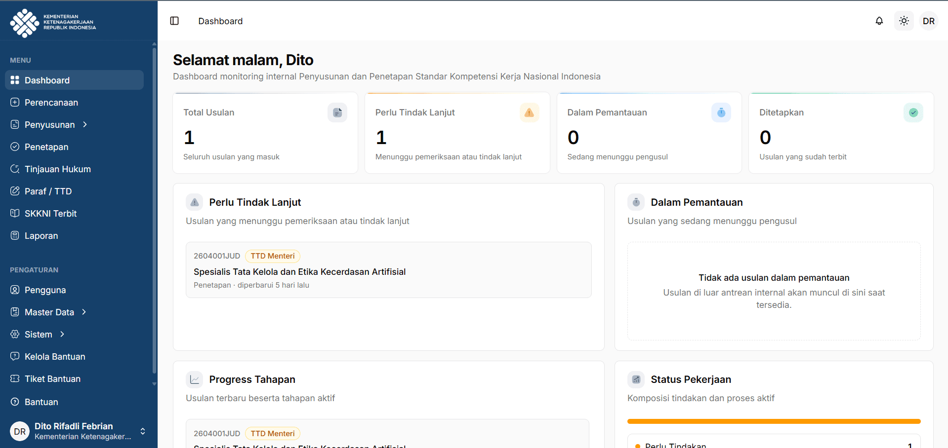SKKNI Proposal & Monitoring Dashboard